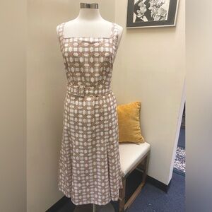 Ann Taylor Rattan Print Belted Flare Dress  Size 16